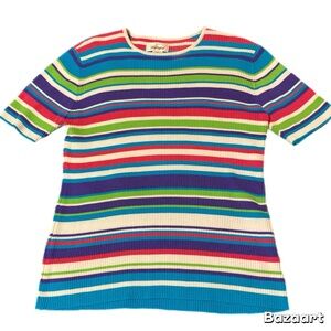 Worthington Women’s 90s Rainbow Stripe VTG Shirt Tall XL